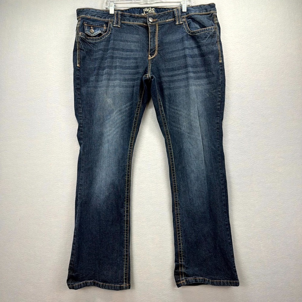Jade Bootcut Jeans Womens 22 Fits 45x33* Blue Denim Pants Stretch Thick Stitched